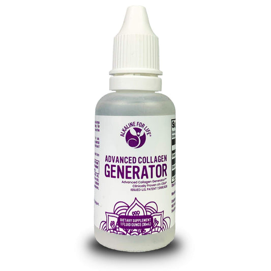 Alkaline for Life Advanced Collagen Generator bottle pour shows easy daily beauty support