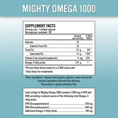 Alkaline for Life Mighty Omega 1000 liquid omega-3 bottle for quick daily use.