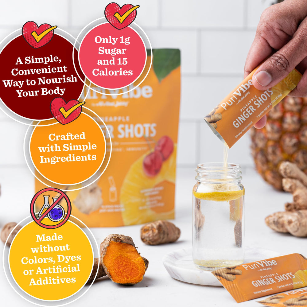 All About Juicing wellness stick pack back with nutrition and usage tips