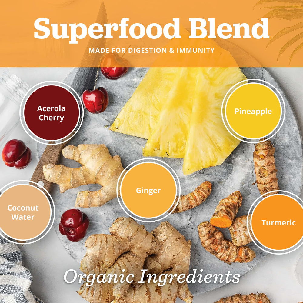 All About Juicing wellness stick pack front highlights clean ingredients