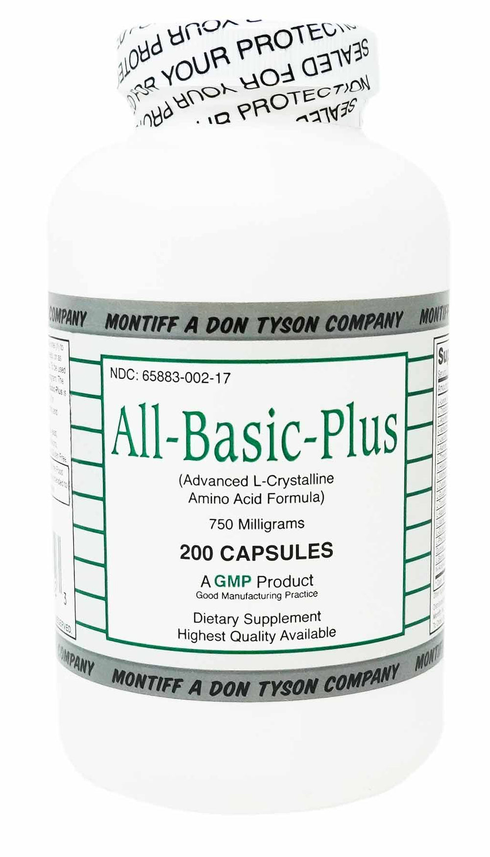 All Basic Plus bottle top view highlighting convenient daily amino acid support