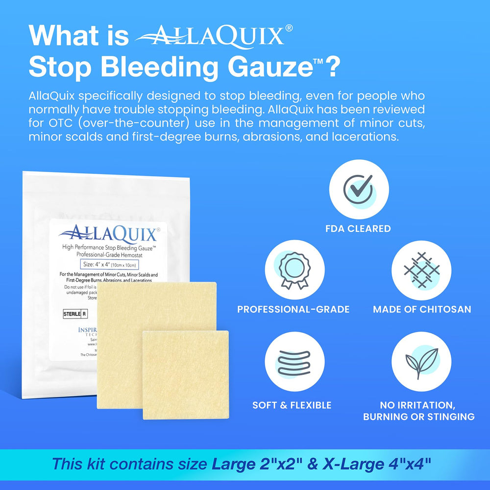 AllaQuix Gauze roll being applied to a minor cut