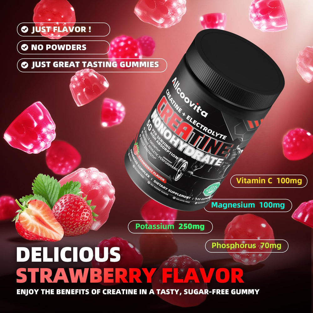 Allcoovita Creatine Gummy anti-melting formula demonstrates on-the-go reliability.