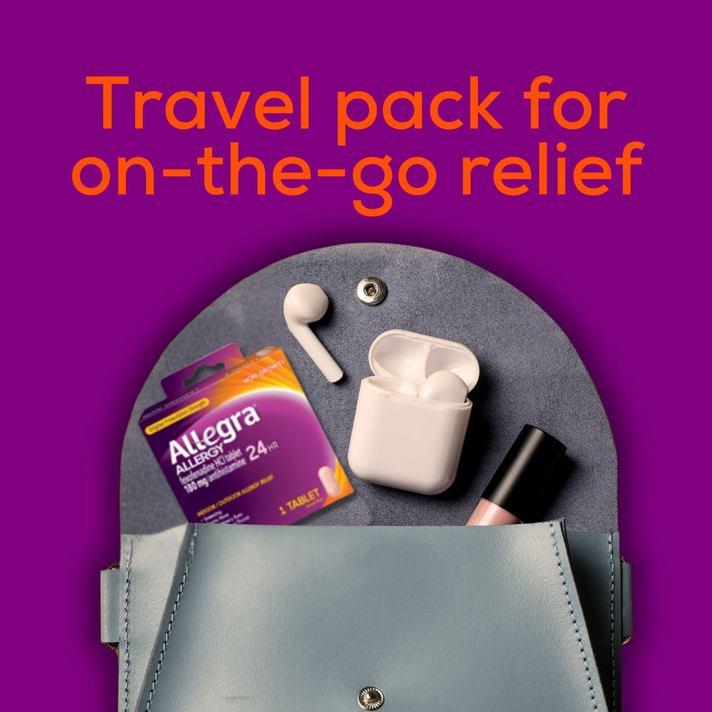 Allegra travel pack included for convenient on-the-go allergy relief