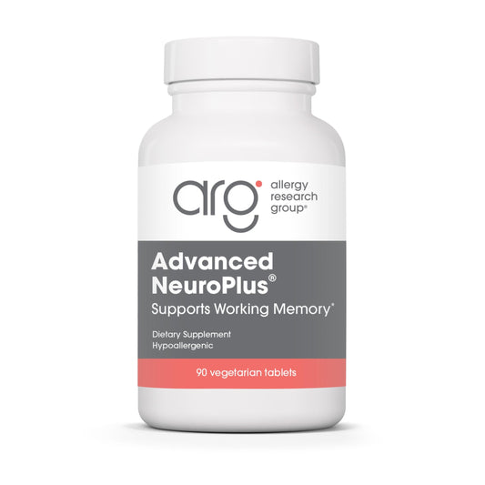 Allergy Research Group Advanced NeuroPlus bottle close-up for focused study