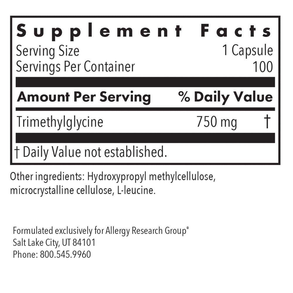 ARG TMG label close-up emphasizing pure formula and hypoallergenic ingredients
