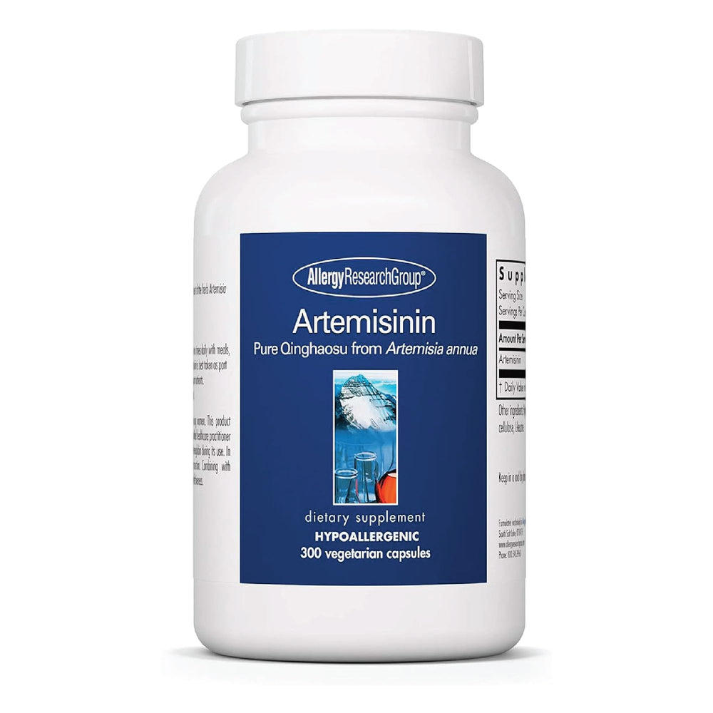 Allergy Research Group Artemisinin bottle shows concentrated artemisinin per serving.