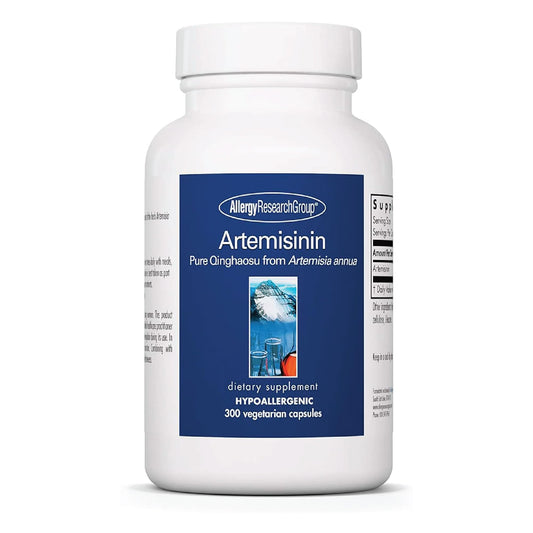Allergy Research Group Artemisinin bottle shows concentrated artemisinin per serving.