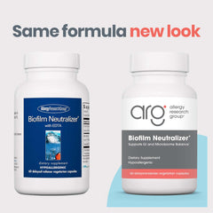 Allergy Research Group biofilm neutralizer capsules for daily antioxidant and proteolytic enzyme support.