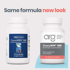 Closeup of CurcuWIN 500 label showing 20% curcuminoids