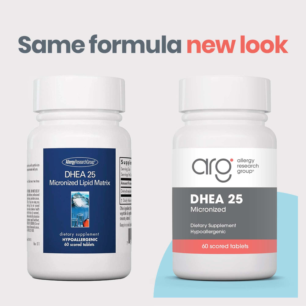 ARG DHEA bottle close-up showing dosage and labeling for hormone support