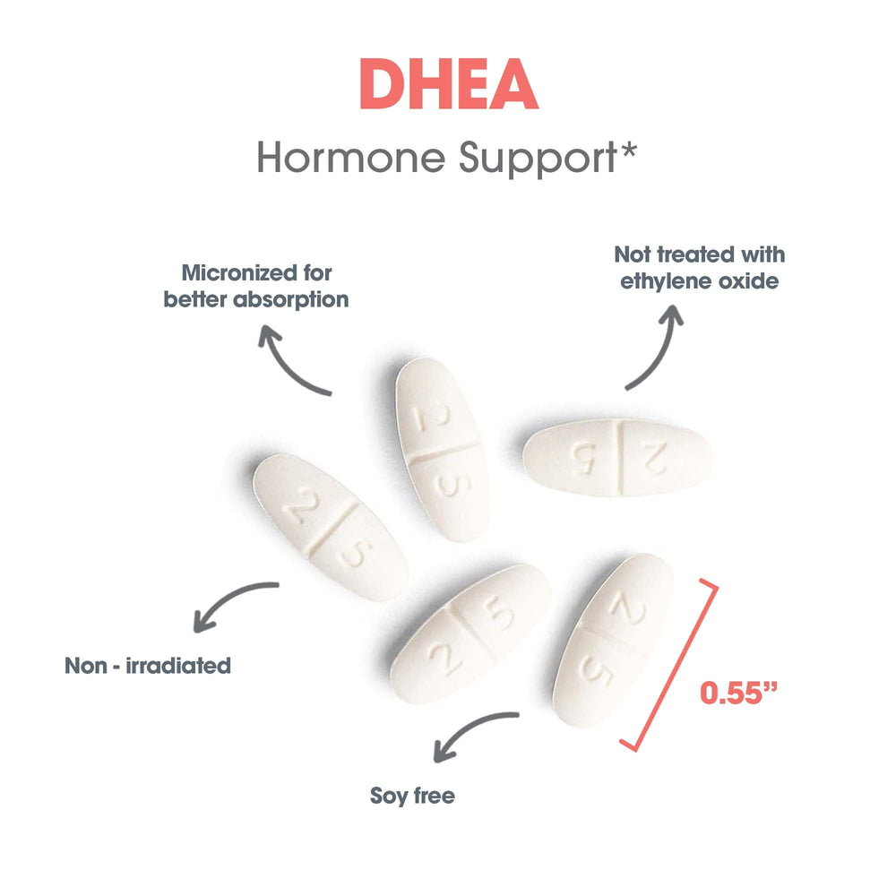 Allergy Research Group DHEA capsules on white background for daily wellness