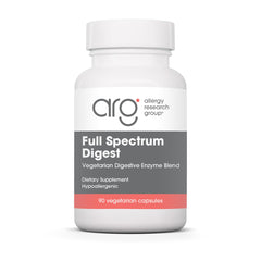 Allergy Research Group Full Spectrum Digest bottle highlighting gluten support and vegan enzymes.