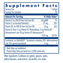 Allergy Research Group Full Spectrum Vitamin K softgels close-up, convenient daily supplementation