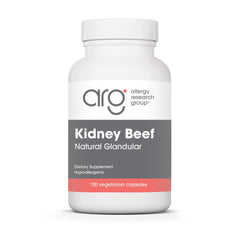 Allergy Research Group Kidney Beef Supplement bottle with vegetarian capsules for daily use