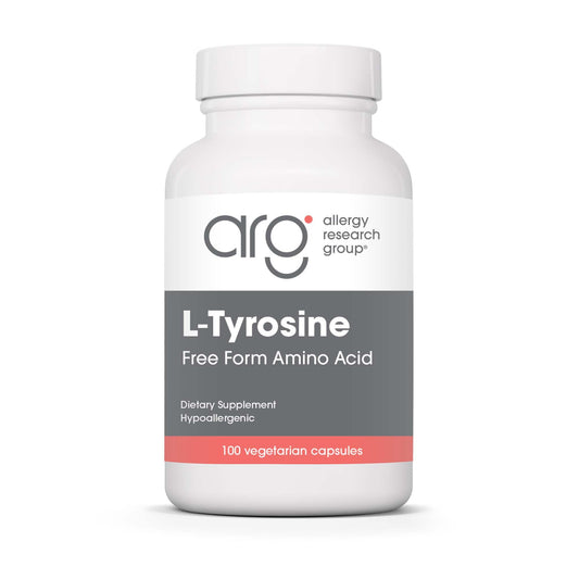 Allergy Research Group L-Tyrosine 500mg bottle front for easy daily use.