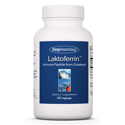 All Allergy Research Group Lactoferrin bottle with capsules for daily immune support.
