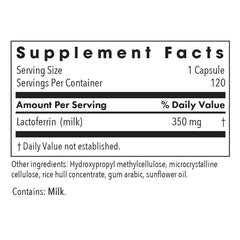 Lactoferrin label from Allergy Research Group highlighting hypoallergenic ingredients.