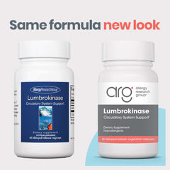 ARG Lumbrokinase 600000 IU capsules closeup highlights potent enzyme.