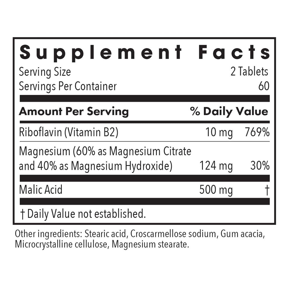 Allergy Research Group Magnesium Malate Forte label closeup highlights product name