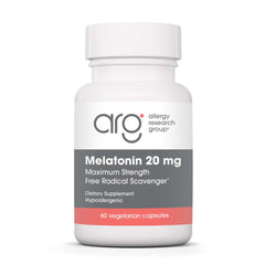 Allergy Research Group Melatonin 20 mg bottle front view for easy nightly use