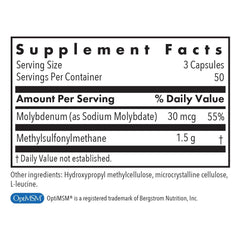Allergy Research Group MSM capsules closeup for joints and tissues support.