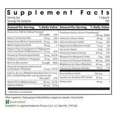 Allergy Research Group Multi-Vi-Min label highlights active B vitamin forms.
