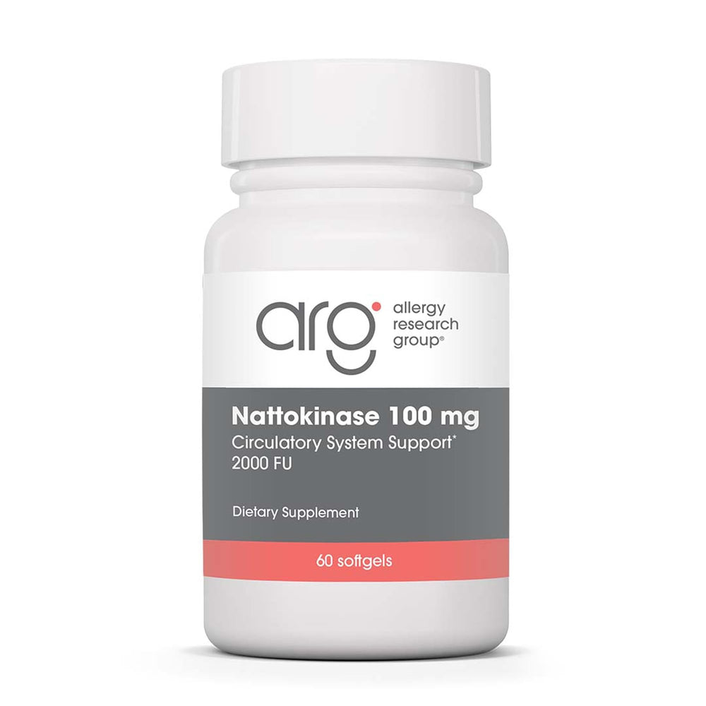 Allergy Research Group nattokinase softgels, 100 mg, supporting circulatory health.