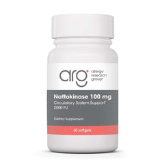 Allergy Research Group nattokinase softgels, 100 mg, supporting circulatory health.