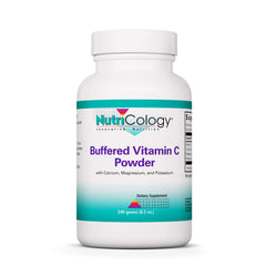 Allergy Research Group Nutricology Buffered Vitamin C Powder bottle pour supports collagen formation.