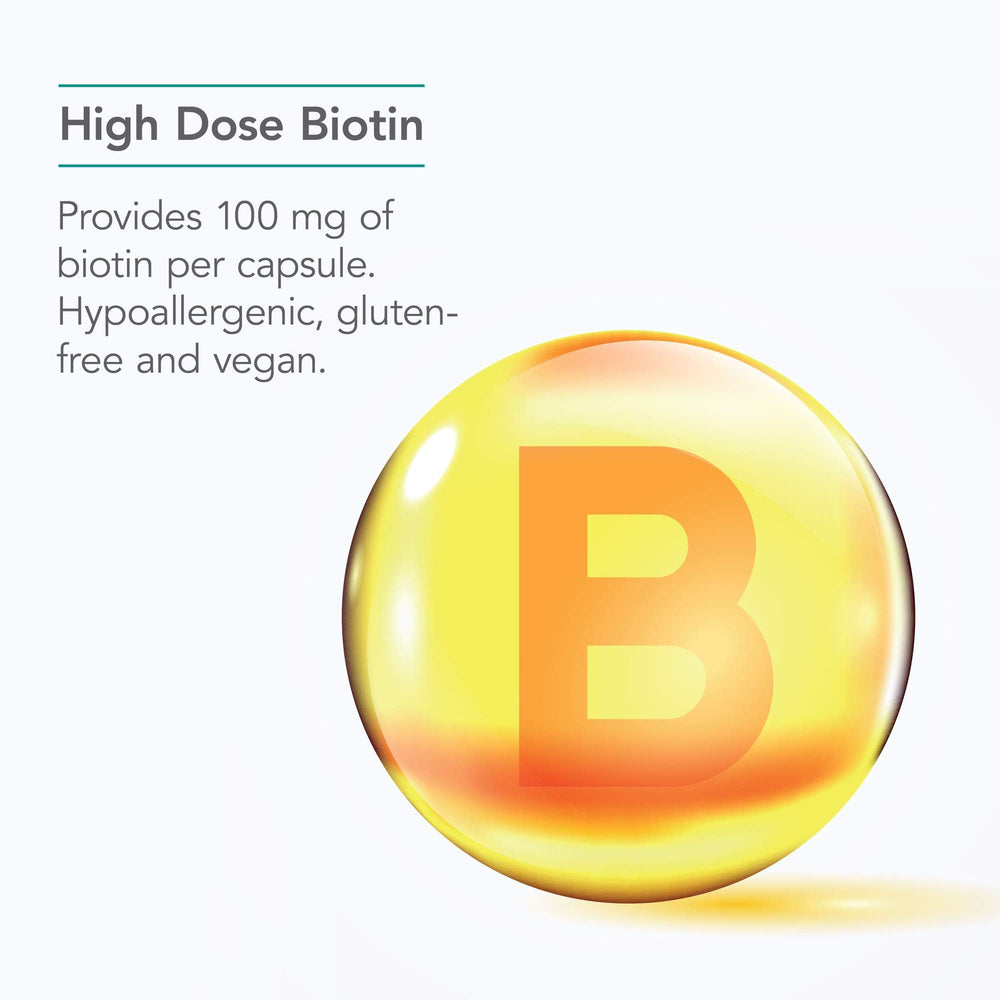 Gluten-free badge on Nutricology HiBiotin packaging signals allergen-friendly option