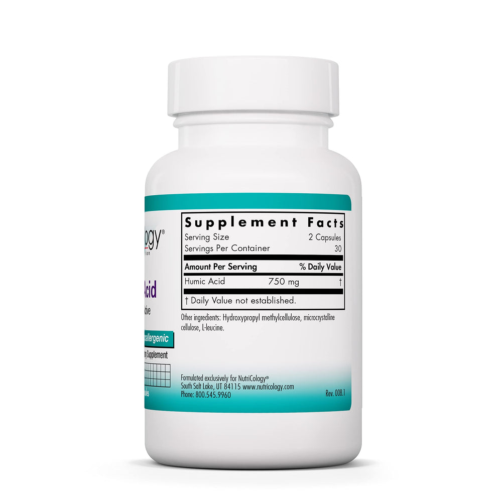 NutriCology Humic Acid capsule close-up shows easy daily use