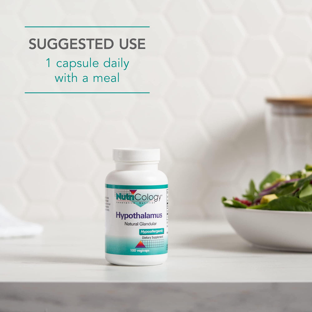 Nutricology hypothalamus supplement packaging suggests bone and skin support