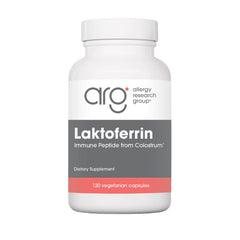 Allergy Research Group Nutricology lactoferrin supplement bottle supports iron binding and immune balance.