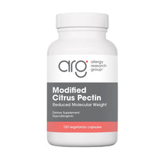 Allergy Research Group Nutricology Modified Citrus Pectin bottle front showing compact capsules for gut support.