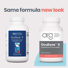 Allergy Research Group OcuDyne II bottle back view with supplement details