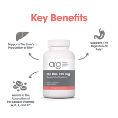 OxBile 125mg vegicaps packaging emphasizes hypoallergenic formula