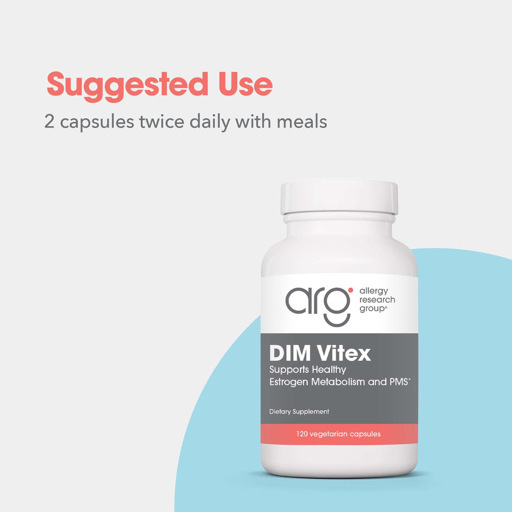 Allergy Research Group DIM Vitex purity standards image emphasizing allergen-free formulation.