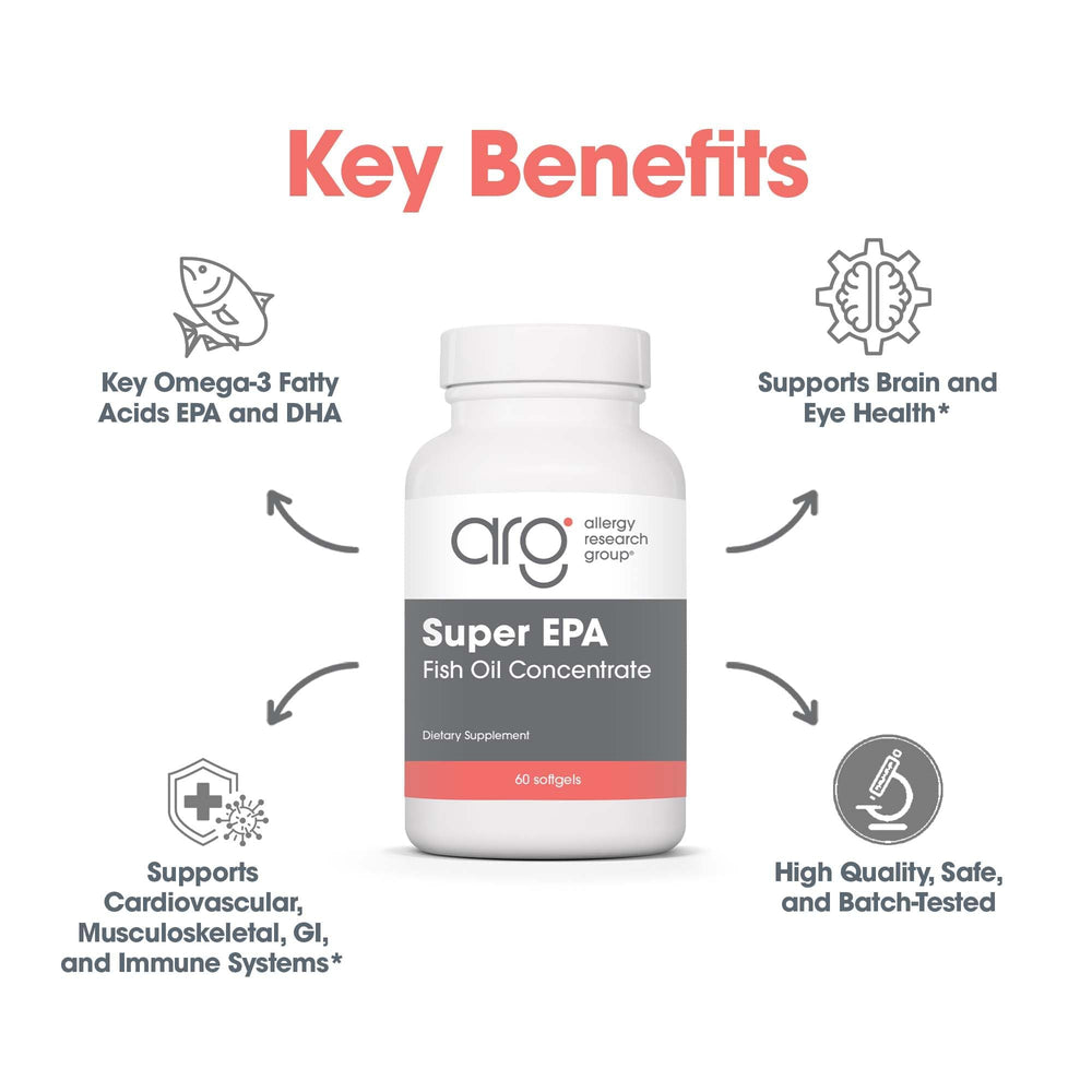 Allergy Research Group Super EPA capsules closeup demonstrating softgel form