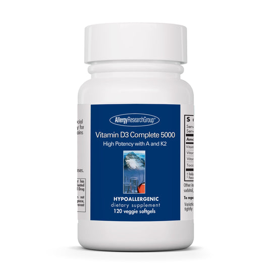 Allergy Research Group Vitamin D3 Complete 5000 bottle front view supports daily vitamin D intake