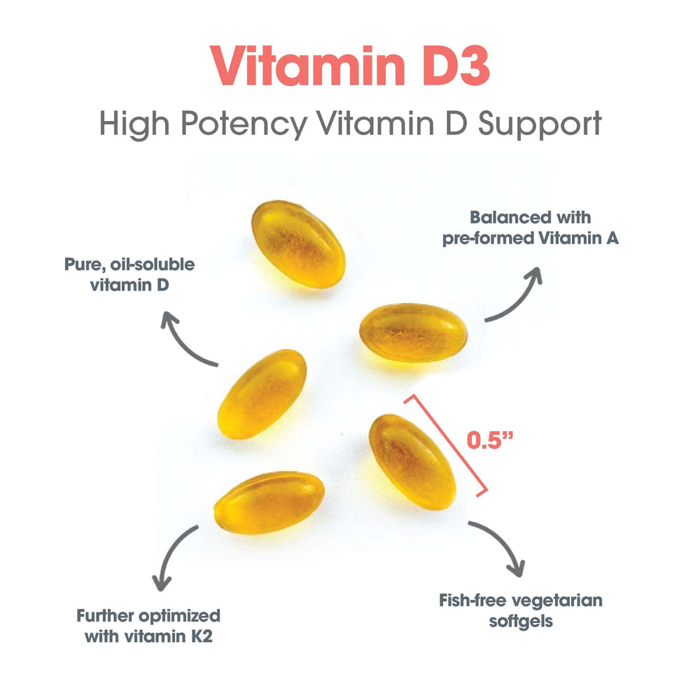 Allergy Research Group Vitamin D3 Complete A and K2 blend for calcium direction.