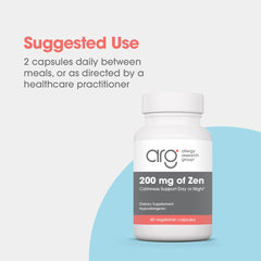Allergy Research Group Zen vegetarian capsules suitable for plant-based regimens.