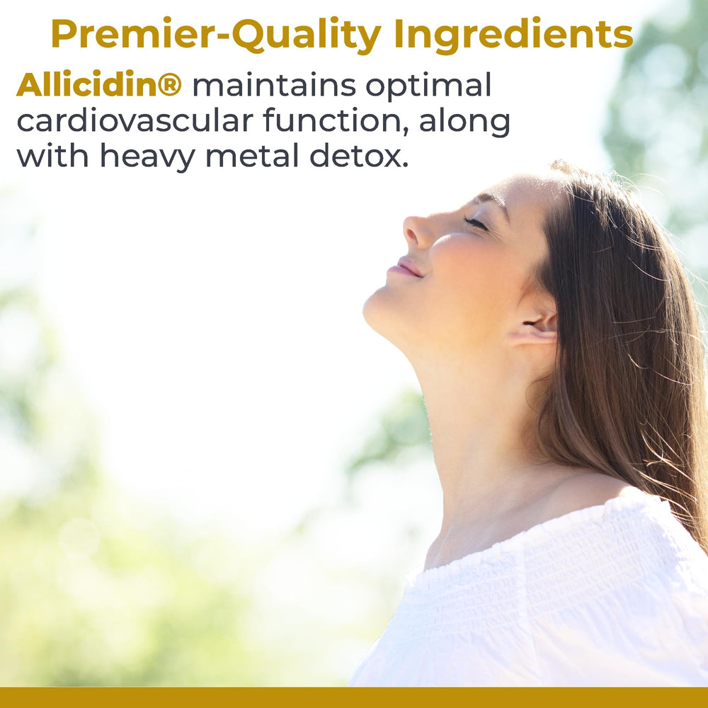 Allicidin ingredients label on bottle emphasizes natural garlic extract.
