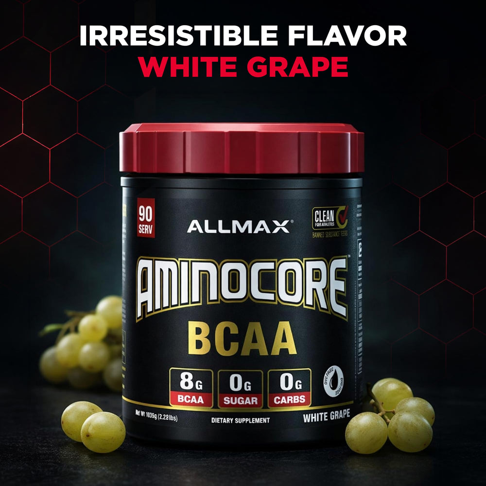 ALLMAX AMINOCORE pre-workout boost suggested for energy before training.