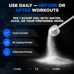 Measurement scoop with water demonstrates easy drink mix