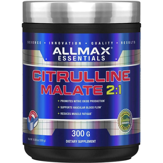 ALLMAX Essentials Citrulline Malate 2:1 bottle ready for a clean energy boost during workouts.
