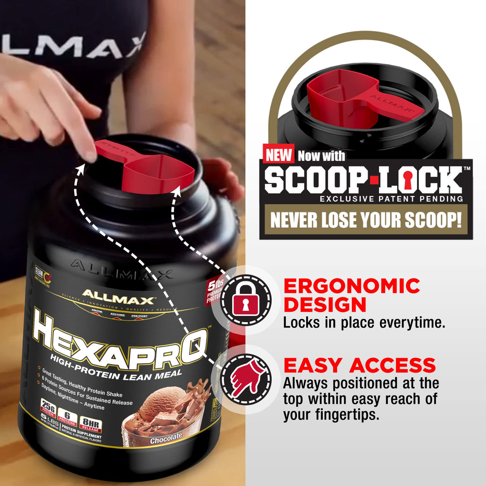 Top-access scoop-lock design on HEXAPRO container.