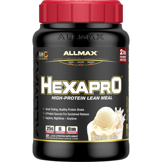 ALLMAX HEXAPRO Vanilla label-front – premium protein blend for daily support.