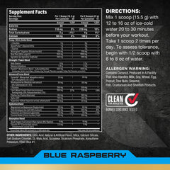 ALLMAX Impact Pump Xtreme blue raspberry label highlighting serving size and ingredients