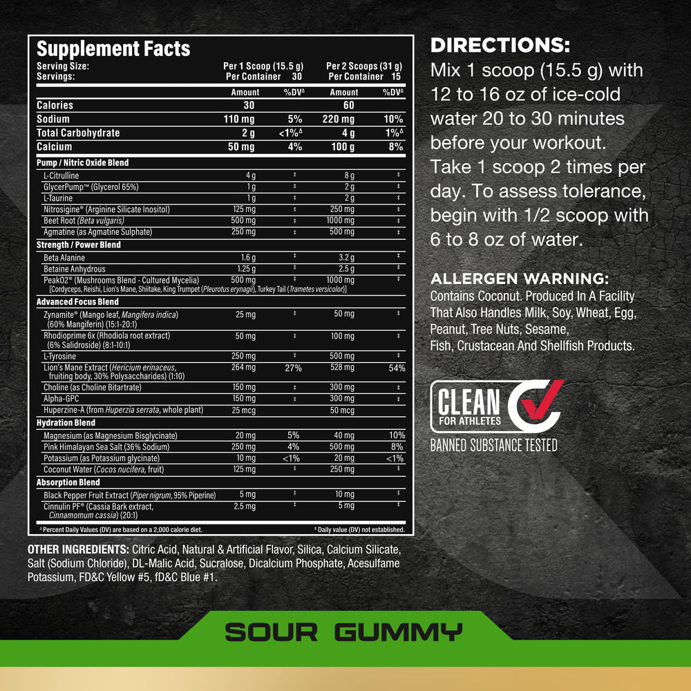 ALLMAX Impact Pump Xtreme serving pouch showing 30 servings for daily use